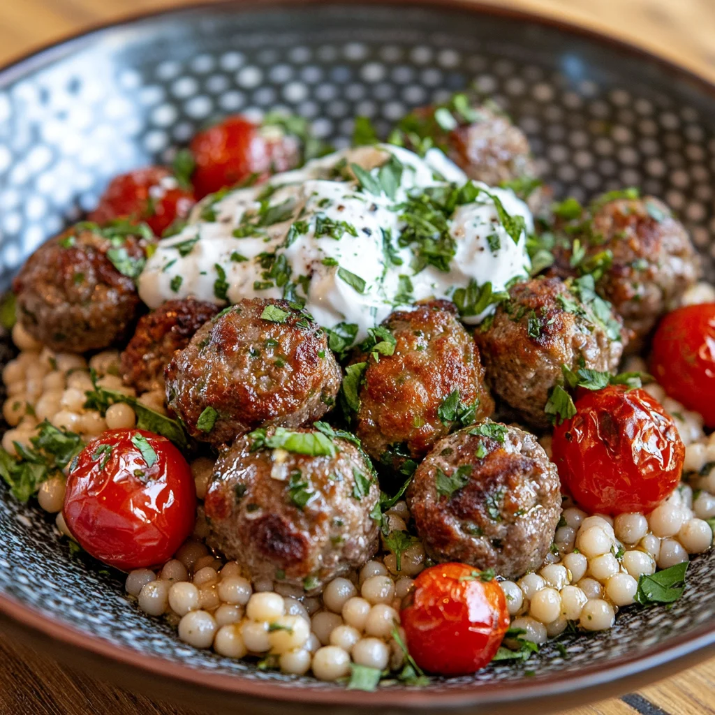 P10 Greek Herbed Meatballs with Pearl Couscous & Tzatziki - Image 1