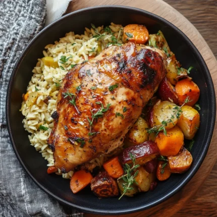 Poulet Basquaise With Lemon Orzo Salad And Autumn Roasted Vegetable