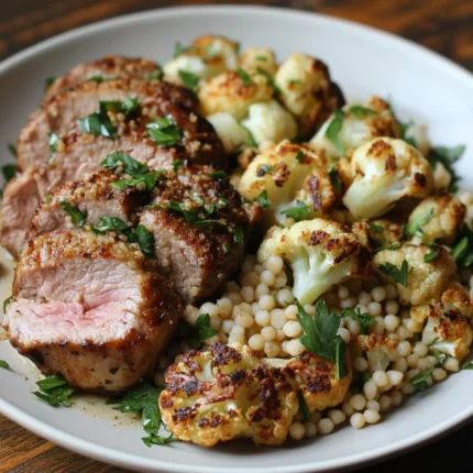 Pork Tenderloin with Dijon Mustard , Pearl Couscous Salad and Roasted